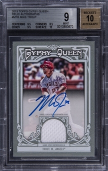 2013 Topps Gypsy Queen "Relic Autographs" #MTR Mike Trout Signed Jersey Card (#15/25) - BGS MINT 9/BGS 10